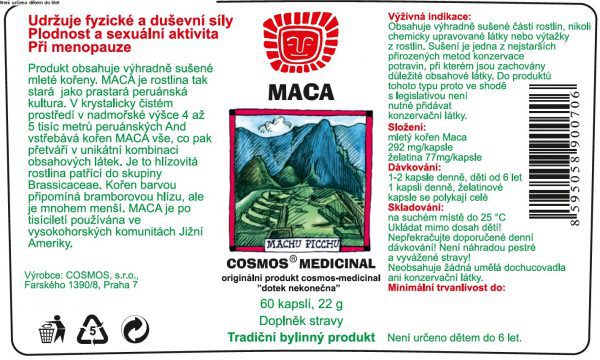 Etiketa produktu Maca - Cosmos®Medicinal