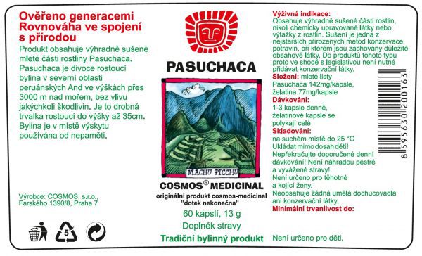 Etiketa produktu Pasuchaca - Cosmos®Medicinal