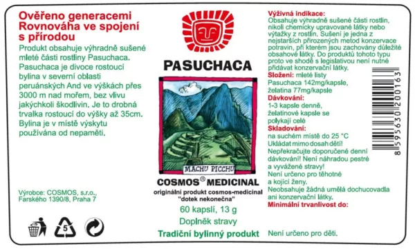Etiketa produktu Pasuchaca - Cosmos®Medicinal