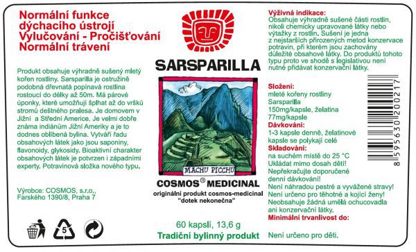Etiketa produktu Sarsparilla - Cosmos®Medicinal