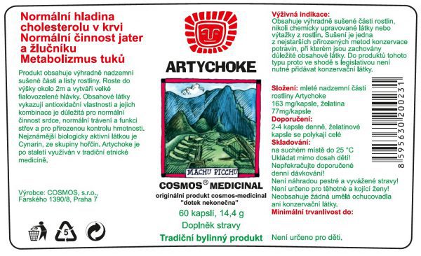 Etiketa produktu Artychoke - Cosmos®Medicinal