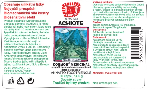 Etiketa produktu Achiote - Cosmos®Medicinal