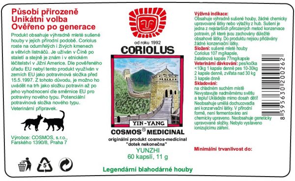 Etiketa produktu Coriolus - Cosmos®Medicinal