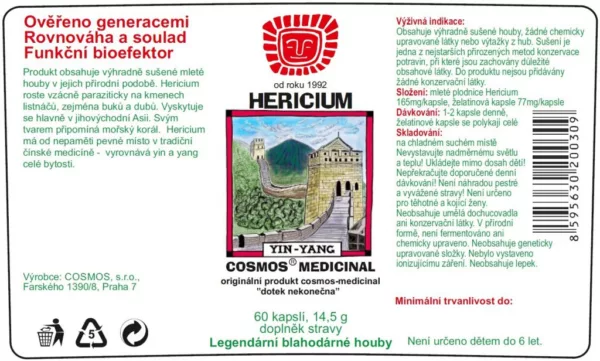 Etiketa produktu Hericium - Cosmos®Medicinal