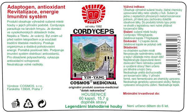 Etiketa produktu Cordyceps- Cosmos®Medicinal