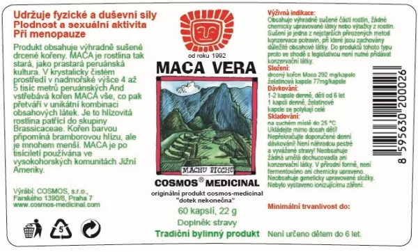 Etiketa produktu Maca Vera - Cosmos®Medicinal